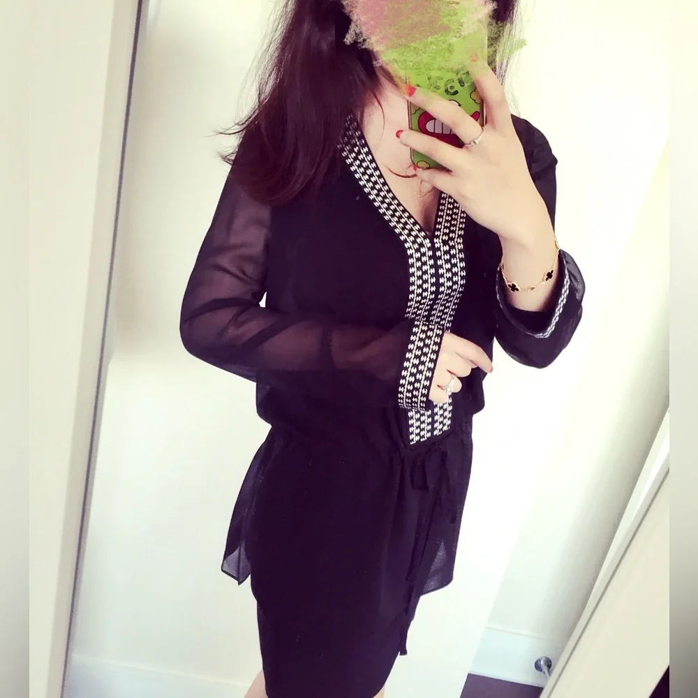Tory Burch silk sheer‎ black tunic